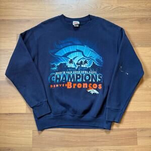Vintage 90's Denver Broncos Super Bowl Champions Crewneck Pullover Sweatshirt M